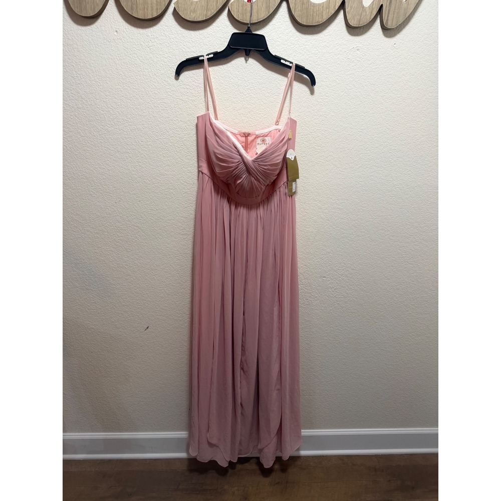 Aspeed USA Pink Chiffon Maxi Dress Pleated Sweetheart Formal Gown Medium